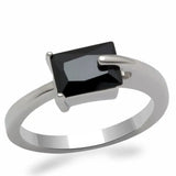 LO2066 - Rhodium Brass Ring with AAA Grade CZ in Jet - Alamode - Flyclothing LLC