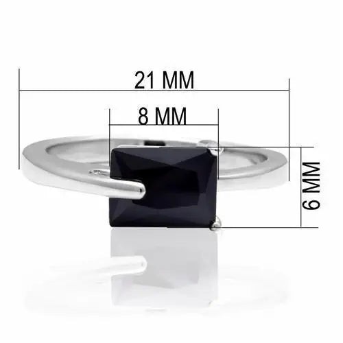 LO2066 - Rhodium Brass Ring with AAA Grade CZ in Jet - Alamode - Flyclothing LLC