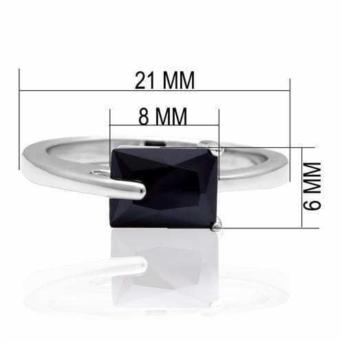 LO2066 - Rhodium Brass Ring with AAA Grade CZ in Jet - Alamode - Flyclothing LLC