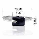 LO2066 - Rhodium Brass Ring with AAA Grade CZ in Jet - Alamode - Flyclothing LLC
