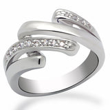 LO2068 - Rhodium Brass Ring with AAA Grade CZ  in Clear - Alamode