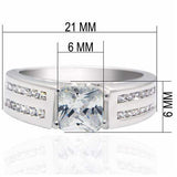 LO2070 - Rhodium Brass Ring with AAA Grade CZ in Clear - Alamode - Flyclothing LLC