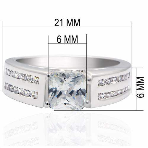 LO2070 - Rhodium Brass Ring with AAA Grade CZ in Clear - Alamode - Flyclothing LLC