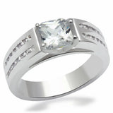 LO2070 - Rhodium Brass Ring with AAA Grade CZ in Clear - Alamode - Flyclothing LLC