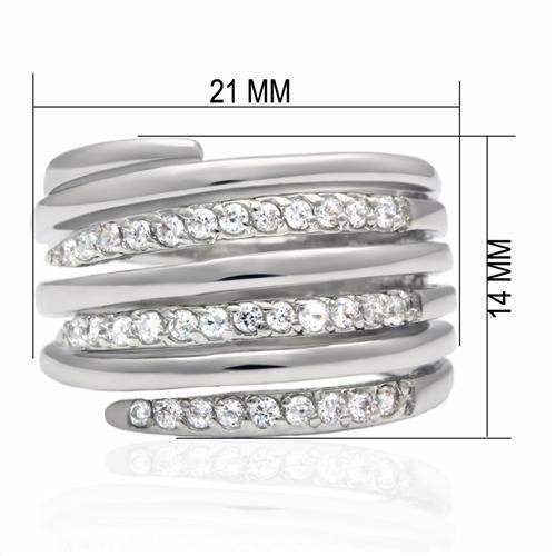 LO2075 - Rhodium Brass Ring with AAA Grade CZ in Clear - Alamode - Flyclothing LLC