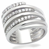 LO2075 - Rhodium Brass Ring with AAA Grade CZ in Clear - Alamode - Flyclothing LLC