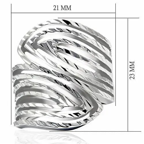 LO2076 - Rhodium Brass Ring with No Stone - Alamode - Flyclothing LLC