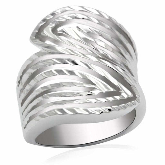 LO2076 - Rhodium Brass Ring with No Stone - Alamode - Flyclothing LLC