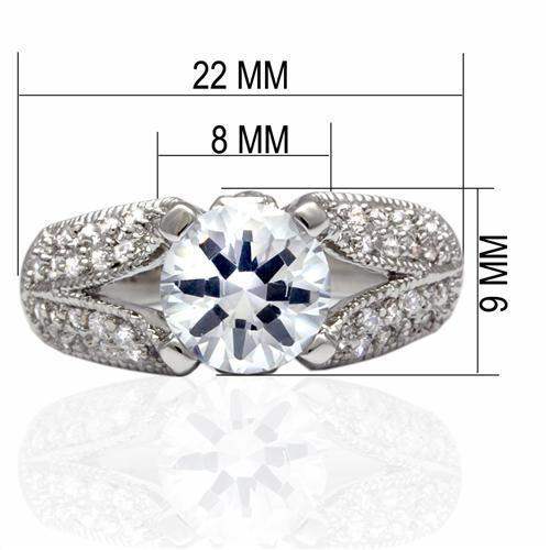 LO2077 - Rhodium Brass Ring with AAA Grade CZ in Clear - Alamode - Flyclothing LLC