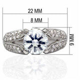 LO2077 - Rhodium Brass Ring with AAA Grade CZ in Clear - Alamode - Flyclothing LLC