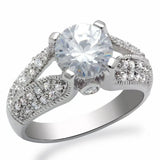 LO2077 - Rhodium Brass Ring with AAA Grade CZ in Clear - Alamode - Flyclothing LLC