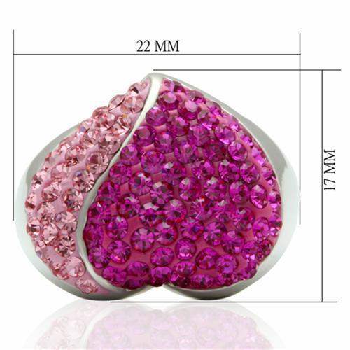 LO2082 - Rhodium Brass Ring with Top Grade Crystal in Multi Color - Alamode - Flyclothing LLC