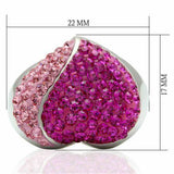 LO2082 - Rhodium Brass Ring with Top Grade Crystal in Multi Color - Alamode - Flyclothing LLC