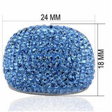 LO2083 - Rhodium Brass Ring with Top Grade Crystal in Light Sapphire - Alamode - Flyclothing LLC