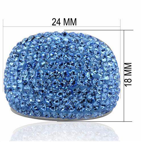 LO2083 - Rhodium Brass Ring with Top Grade Crystal in Light Sapphire - Alamode - Flyclothing LLC