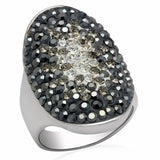 LO2084 - Rhodium Brass Ring with Top Grade Crystal in Multi Color - Alamode - Flyclothing LLC