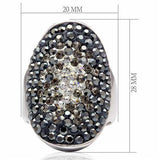 LO2084 - Rhodium Brass Ring with Top Grade Crystal in Multi Color - Alamode - Flyclothing LLC