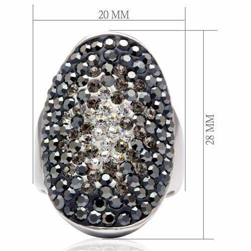 LO2084 - Rhodium Brass Ring with Top Grade Crystal in Multi Color - Alamode - Flyclothing LLC