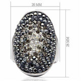 LO2084 - Rhodium Brass Ring with Top Grade Crystal in Multi Color - Alamode - Flyclothing LLC