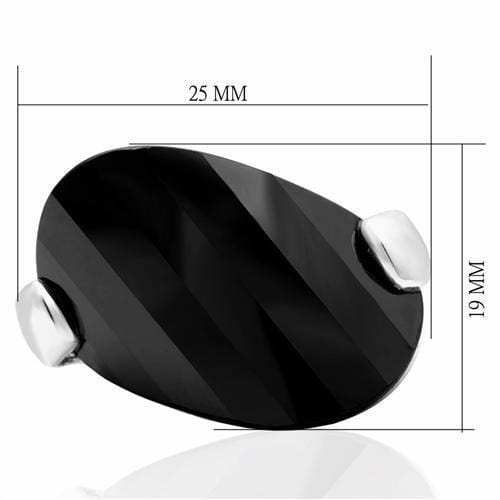 LO2085 - Rhodium Brass Ring with AAA Grade CZ in Jet - Alamode - Flyclothing LLC