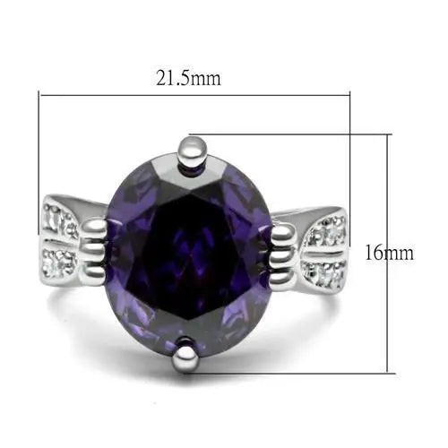 LO2088 - Rhodium Brass Ring with AAA Grade CZ in Fuchsia - Alamode - Flyclothing LLC