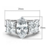 LO2091 - Rhodium Brass Ring with AAA Grade CZ  in Clear - Alamode