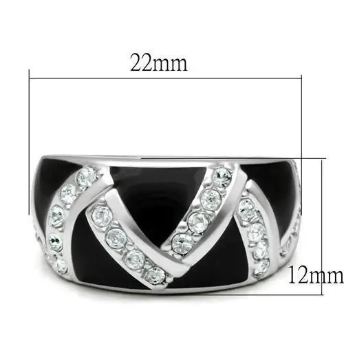 LO2094 - Rhodium Brass Ring with Top Grade Crystal in Clear - Alamode - Flyclothing LLC