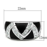 LO2094 - Rhodium Brass Ring with Top Grade Crystal in Clear - Alamode - Flyclothing LLC