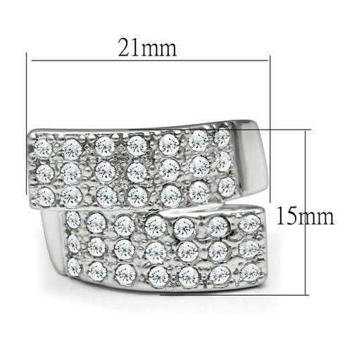 LO2095 - Rhodium Brass Ring with Top Grade Crystal in Clear - Alamode - Flyclothing LLC