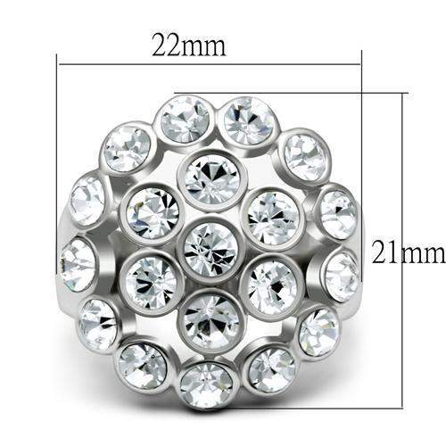 LO2096 - Rhodium Brass Ring with Top Grade Crystal in Clear - Alamode - Flyclothing LLC