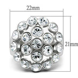 LO2096 - Rhodium Brass Ring with Top Grade Crystal in Clear - Alamode - Flyclothing LLC