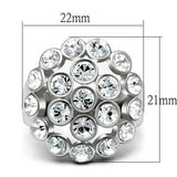 LO2096 - Rhodium Brass Ring with Top Grade Crystal in Clear - Alamode - Flyclothing LLC