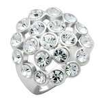 LO2096 - Rhodium Brass Ring with Top Grade Crystal in Clear - Alamode - Flyclothing LLC