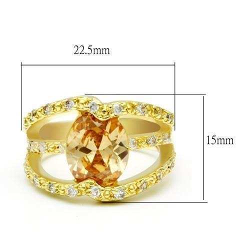 LO2098 - Gold Brass Ring with AAA Grade CZ in Champagne - Alamode - Flyclothing LLC