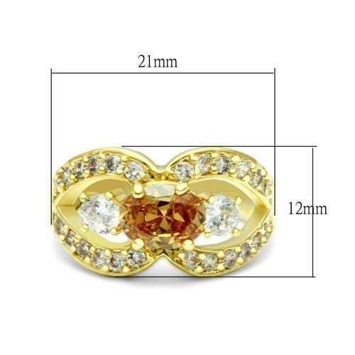 LO2099 - Gold Brass Ring with AAA Grade CZ in Champagne - Alamode - Flyclothing LLC