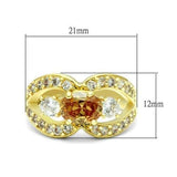 LO2099 - Gold Brass Ring with AAA Grade CZ  in Champagne - Alamode