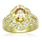 LO2100 - Gold Brass Ring with AAA Grade CZ  in Champagne