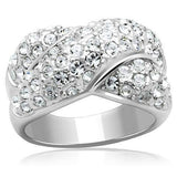 LO2101 - Rhodium Brass Ring with Top Grade Crystal in Clear - Alamode - Flyclothing LLC