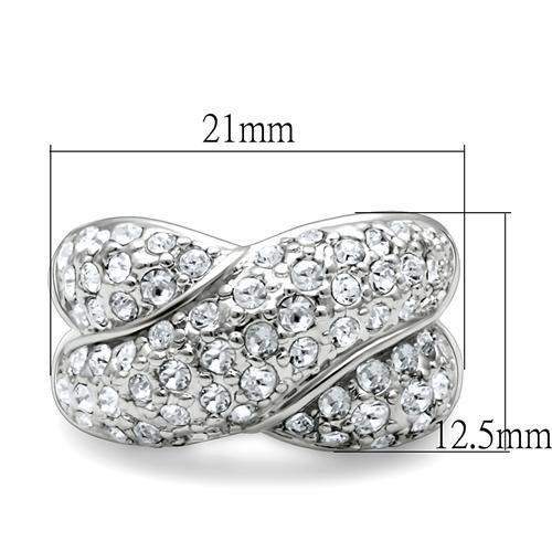 LO2101 - Rhodium Brass Ring with Top Grade Crystal in Clear - Alamode - Flyclothing LLC