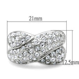 LO2101 - Rhodium Brass Ring with Top Grade Crystal in Clear - Alamode - Flyclothing LLC