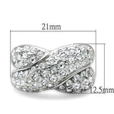 LO2101 - Rhodium Brass Ring with Top Grade Crystal  in Clear - Alamode