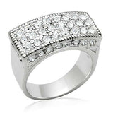 LO2103 - Rhodium Brass Ring with Top Grade Crystal  in Clear - Alamode