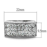 LO2103 - Rhodium Brass Ring with Top Grade Crystal in Clear - Alamode - Flyclothing LLC
