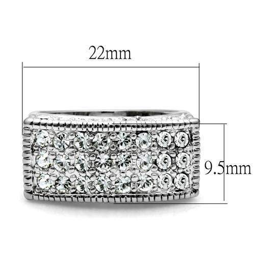LO2103 - Rhodium Brass Ring with Top Grade Crystal in Clear - Alamode - Flyclothing LLC