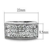 LO2103 - Rhodium Brass Ring with Top Grade Crystal  in Clear