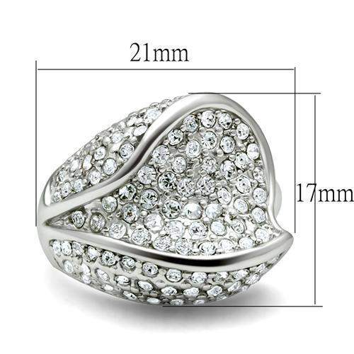 LO2105 - Rhodium Brass Ring with Top Grade Crystal in Clear - Alamode - Flyclothing LLC