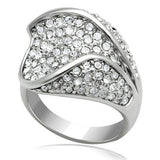 LO2105 - Rhodium Brass Ring with Top Grade Crystal in Clear - Alamode - Flyclothing LLC