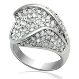 LO2105 - Rhodium Brass Ring with Top Grade Crystal  in Clear - Alamode