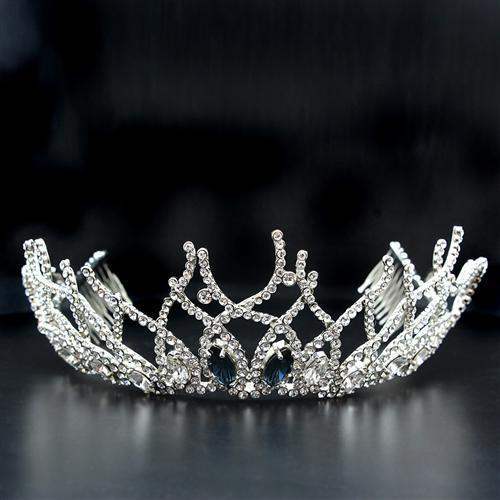 LO2106 - Imitation Rhodium Brass Tiaras & Hair Clip with Top Grade Crystal in Montana - Alamode - Flyclothing LLC