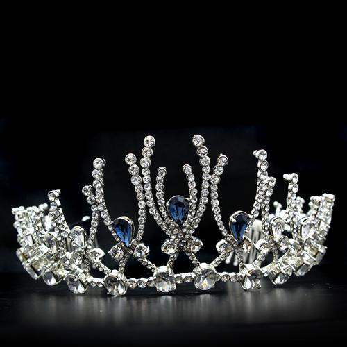 LO2107 - Imitation Rhodium Brass Tiaras & Hair Clip with Top Grade Crystal in Montana - Alamode - Flyclothing LLC